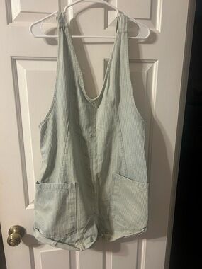 Free People Light Wash Denim overall shorts